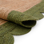 Green Scallop Edge Rug 8X10 | Scalloped Jute Rug | Heavy Traffic Hallway Carpet Runner