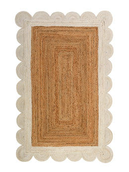 White Scalloped Rug | Heavy Traffic Scallop Edge Hallway Carpet Runner | Scalloped Doormat