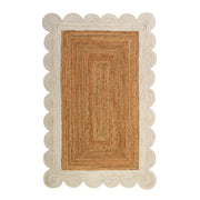 White Scalloped Rug | Heavy Traffic Scallop Edge Hallway Carpet Runner | Scalloped Doormat
