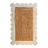 White Scalloped Rug | Heavy Traffic Scallop Edge Hallway Carpet Runner | Scalloped Doormat