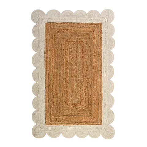 White Scalloped Rug | Heavy Traffic Scallop Edge Hallway Carpet Runner | Scalloped Doormat