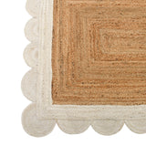 White Scalloped Rug | Heavy Traffic Scallop Edge Hallway Carpet Runner | Scalloped Doormat