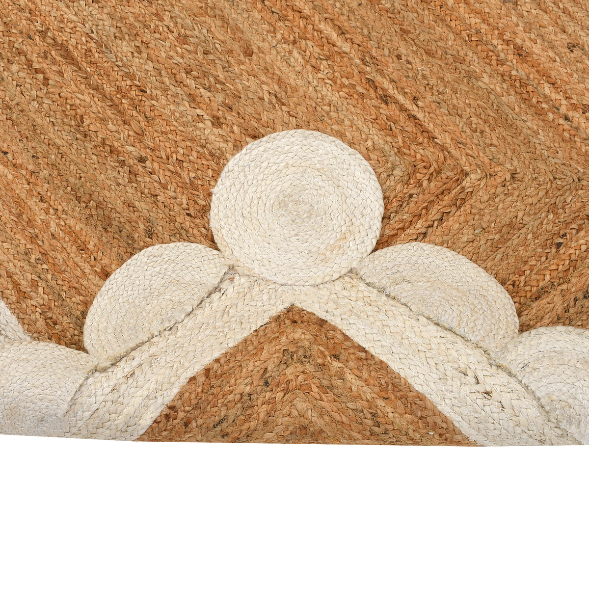 White Scalloped Rug | Heavy Traffic Scallop Edge Hallway Carpet Runner | Scalloped Doormat