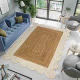 White Scalloped Rug | Heavy Traffic Scallop Edge Hallway Carpet Runner | Scalloped Doormat