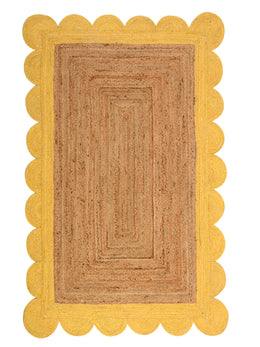 Scalloped Jute Rug for Heavy Traffic Areas | Heavy Duty Scalloped Runner for Hallway/Entryway