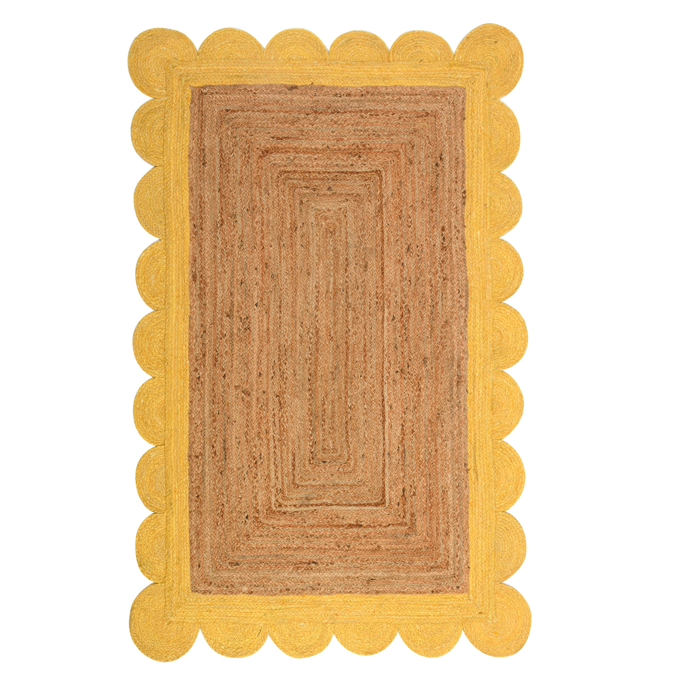 Scalloped Jute Rug for Heavy Traffic Areas | Heavy Duty Scalloped Runner for Hallway/Entryway