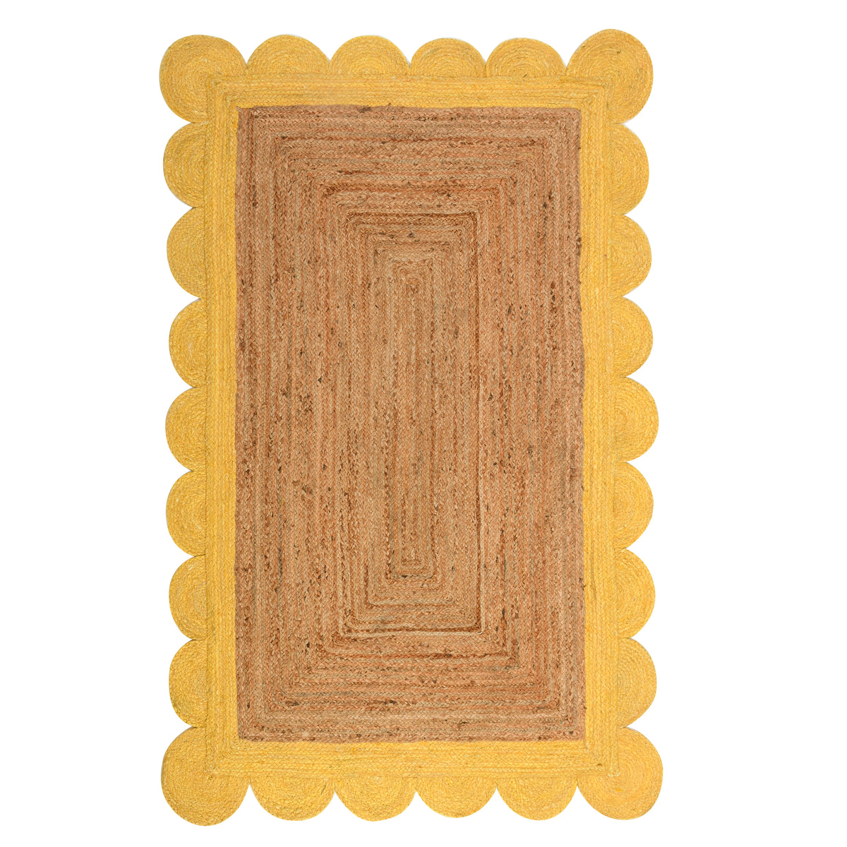 Scalloped Jute Rug for Heavy Traffic Areas | Heavy Duty Scalloped Runner for Hallway/Entryway