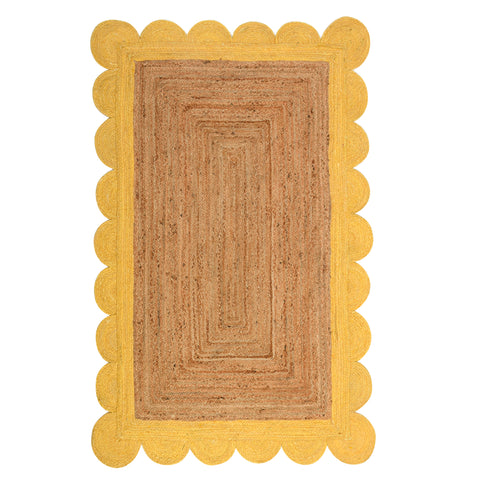 Scalloped Jute Rug for Heavy Traffic Areas | Heavy Duty Scalloped Runner for Hallway/Entryway