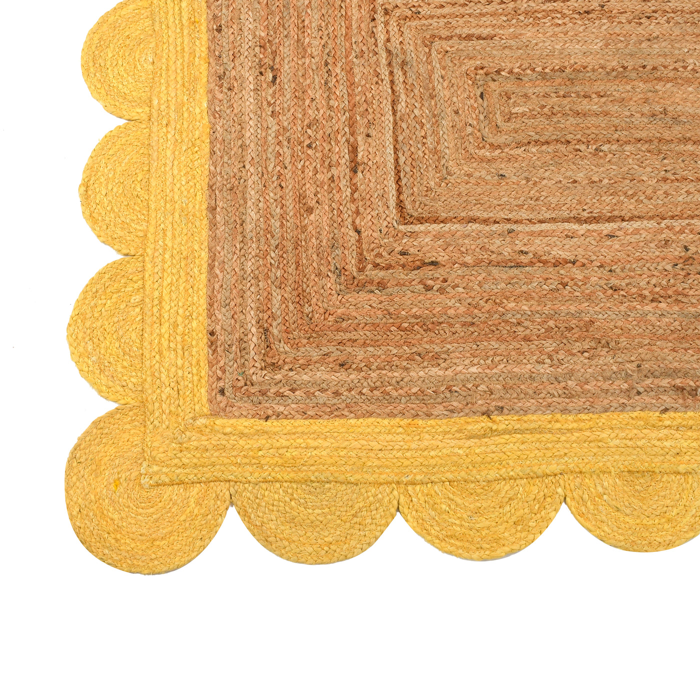 Scalloped Jute Rug for Heavy Traffic Areas | Heavy Duty Scalloped Runner for Hallway/Entryway