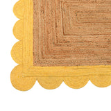 Scalloped Jute Rug for Heavy Traffic Areas | Heavy Duty Scalloped Runner for Hallway/Entryway