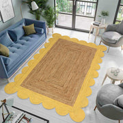 Scalloped Jute Rug for Heavy Traffic Areas | Heavy Duty Scalloped Runner for Hallway/Entryway