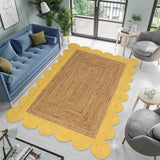 Scalloped Jute Rug for Heavy Traffic Areas | Heavy Duty Scalloped Runner for Hallway/Entryway