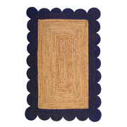 Natural Jute Rug with Scalloped Edge, Durable Jute Scalloped Rug, Area Rug for Busy Space and Entryway