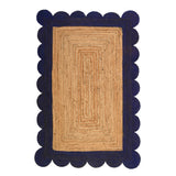 Natural Jute Rug with Scalloped Edge, Durable Jute Scalloped Rug, Area Rug for Busy Space and Entryway