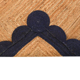 Natural Jute Rug with Scalloped Edge, Durable Jute Scalloped Rug, Area Rug for Busy Space and Entryway