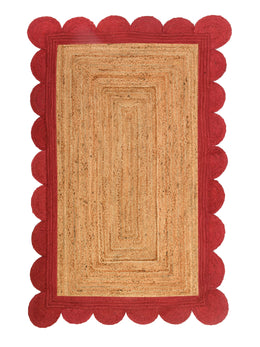 Jute Scalloped Rug for Entryway, Living Room, Kitchen | Woven Area Rug for Heavy Traffic Areas