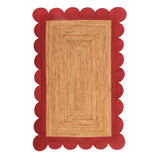 Jute Scalloped Rug for Entryway, Living Room, Kitchen | Woven Area Rug for Heavy Traffic Areas