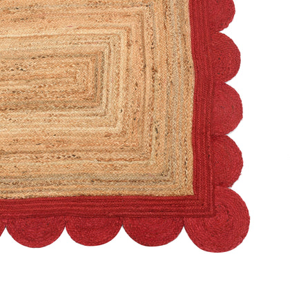 Jute Scalloped Rug for Entryway, Living Room, Kitchen | Woven Area Rug for Heavy Traffic Areas