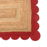 Jute Scalloped Rug for Entryway, Living Room, Kitchen | Woven Area Rug for Heavy Traffic Areas