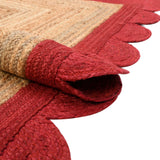 Jute Scalloped Rug for Entryway, Living Room, Kitchen | Woven Area Rug for Heavy Traffic Areas