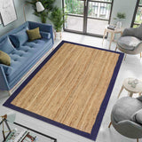 Navy Blue Jute Rug | Seagrass Hallway Runner for Heavy Traffic Areas | Boho Bedroom Floor Runner