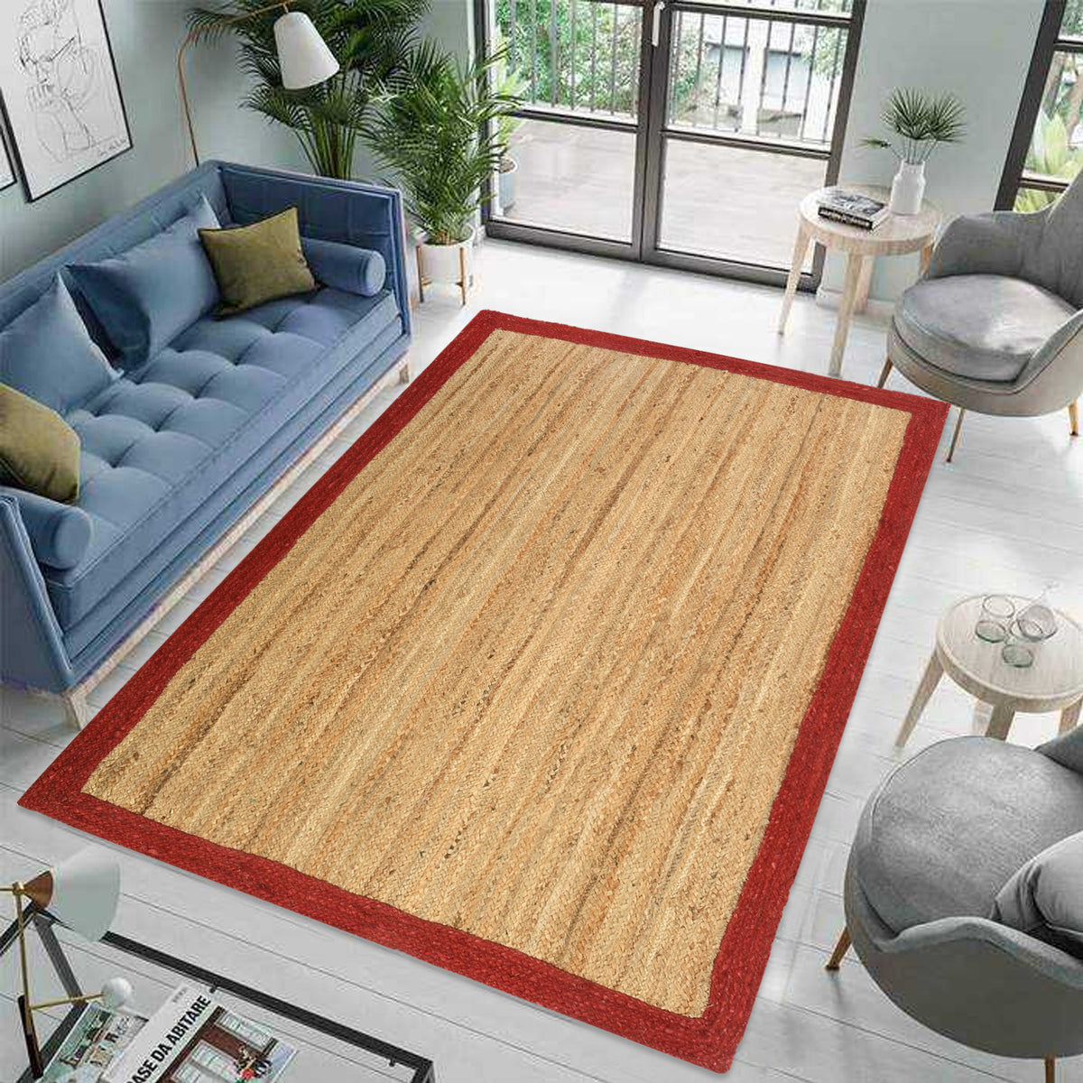 Natural Fiber Jute Rug for Living Space|Custom Jute Stair Runner | Braided Hallway Rug Carpet