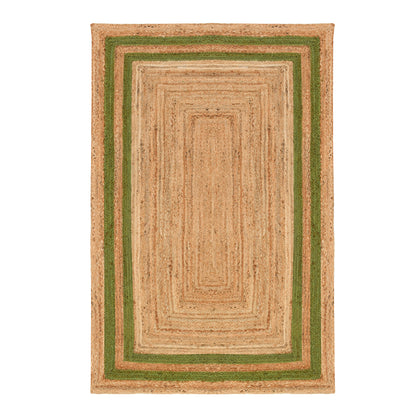 Green Braided Jute Rug | Large Natural Rug for Hallway | Large Heavy Traffic Carpet 