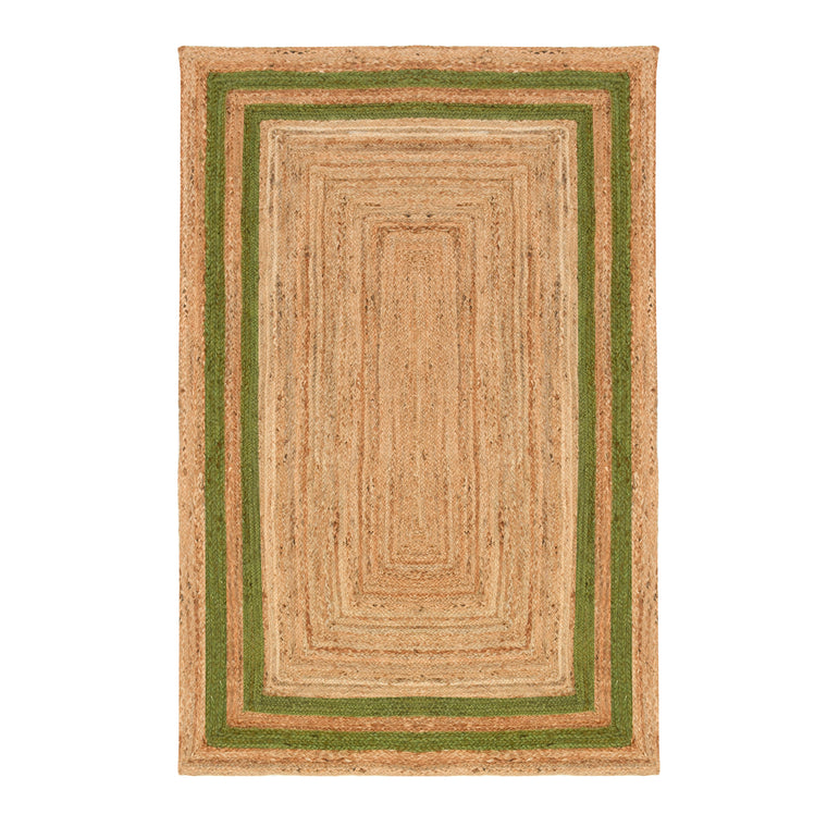 Green Braided Jute Rug | Large Natural Rug for Hallway | Large Heavy Traffic Carpet 