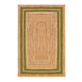 Green Braided Jute Rug | Large Natural Rug for Hallway | Large Heavy Traffic Carpet 