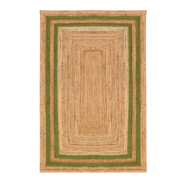 Green Braided Jute Rug | Large Natural Rug for Hallway | Large Heavy Traffic Carpet 