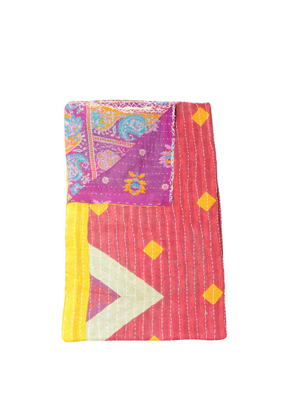 Floral Patchwork Kantha Bed cover Indian Hand Stitched Baby Blanket