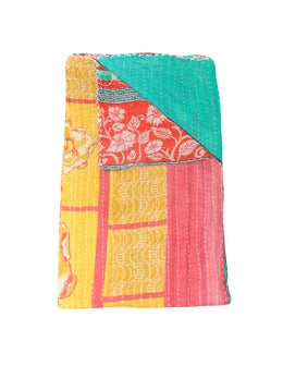 Soft Cotton Quilted Blanket Vintage Kantha Throw Quilt