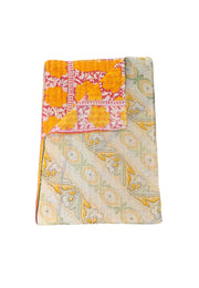 floral pattern kantha sofa throw