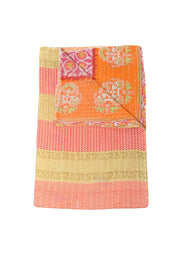 Colorful Cotton Kantha Throw Blanket