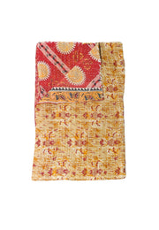 floral pattern kantha quilt throw