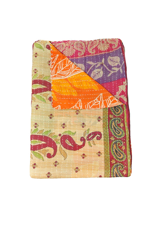 indian kantha throw vintage sari kantha blanket handmade kantha bedding
