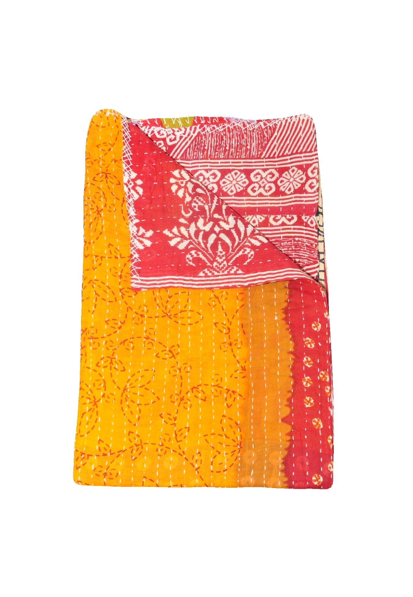 Fair Trade Vintage Kantha Throw Blanket Bohemian Kantha Bed Cover Twin Size