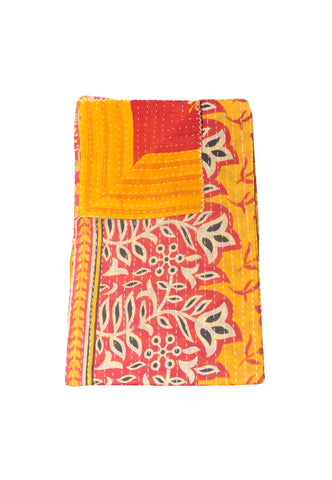 Handmade Indian Kantha Quilt – Vintage Cotton Throw Blanket, Twin Size 55x85