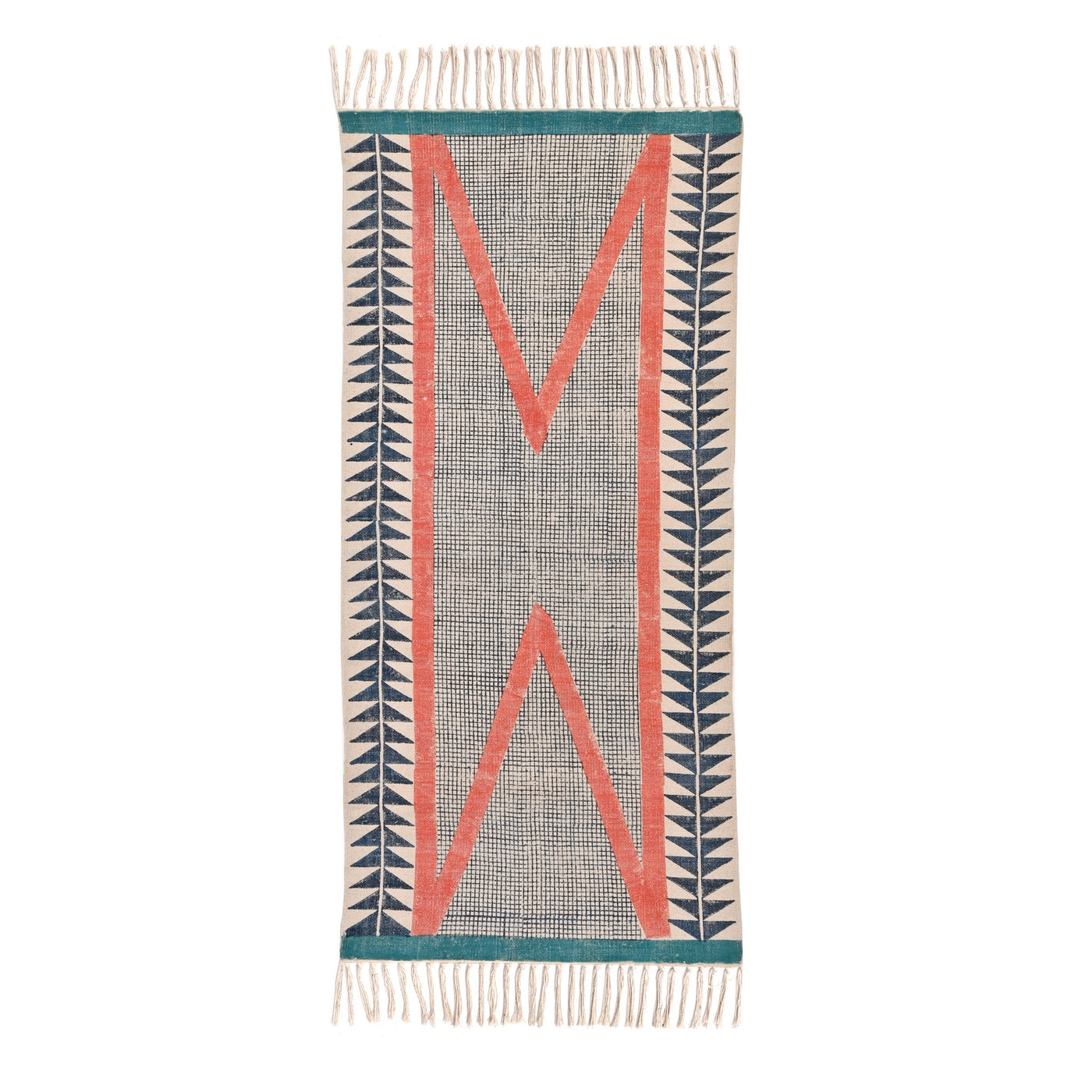 Machine Washable Rug, Washable Hallway Runner, Hand Block Print Cotton Runner