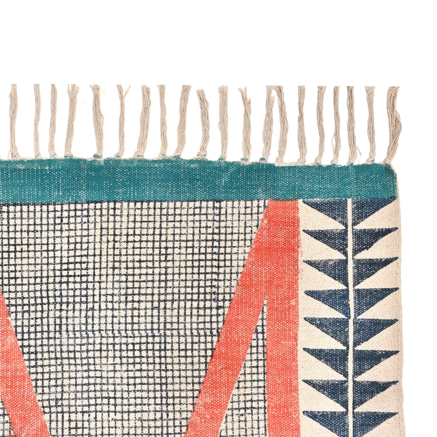 Machine Washable Rug, Washable Hallway Runner, Hand Block Print Cotton Runner