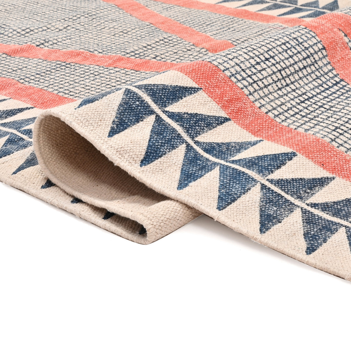 Machine Washable Rug, Washable Hallway Runner, Hand Block Print Cotton Runner