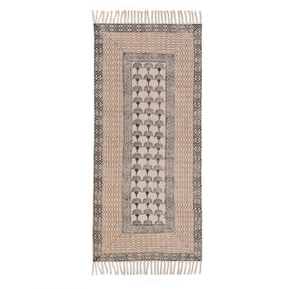 Machine Washable Runner Rug, Block Print Cotton Runner for Hall/Entryway, Picnic Beach Mat