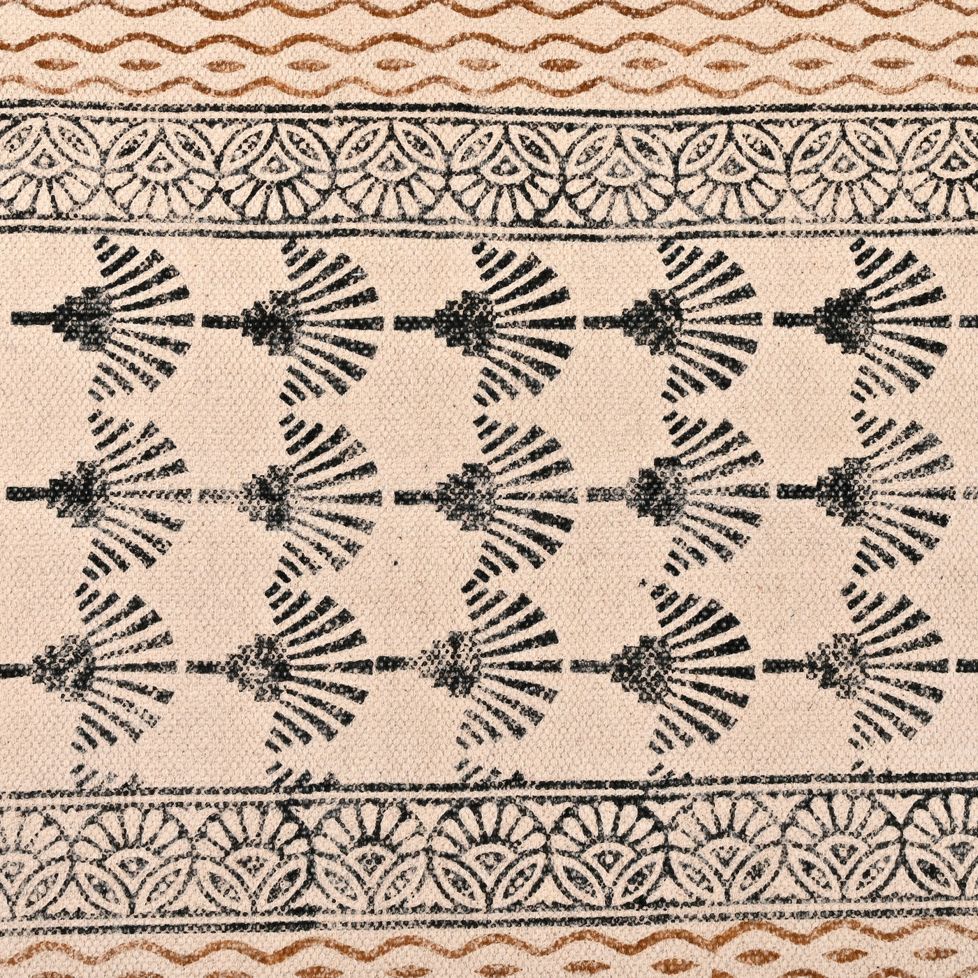 Machine Washable Runner Rug, Block Print Cotton Runner for Hall/Entryway, Picnic Beach Mat