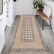 Machine Washable Runner Rug, Block Print Cotton Runner for Hall/Entryway, Picnic Beach Mat