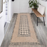 Machine Washable Runner Rug, Block Print Cotton Runner for Hall/Entryway, Picnic Beach Mat