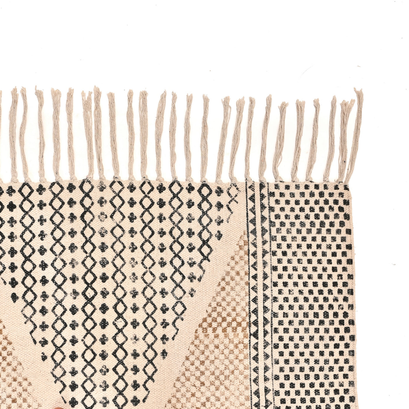 Machine Washable Runner Rug, Block Print Cotton Runner for Hall/Entryway, Picnic Beach Mat