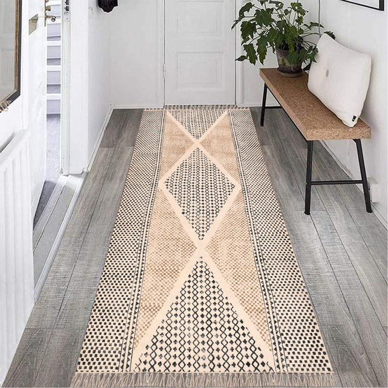 Cotton Runner Rug, Washable Area Rug, Home Washable Runner for Dining Table/Kitchen