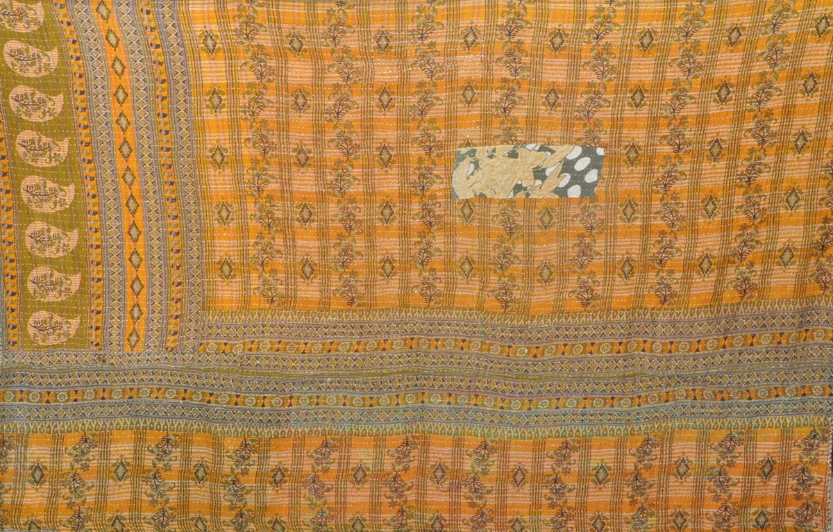recycled cotton sari kantha throw