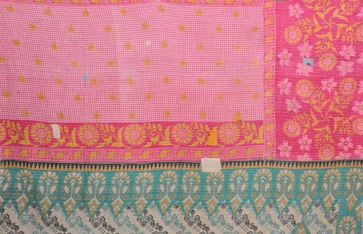 fair trade cotton kantha quilt throw