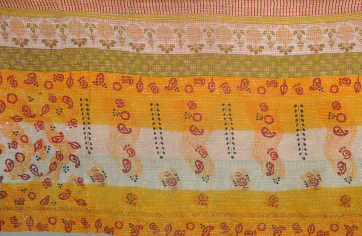 hand stitched cotton kantha blanket